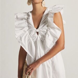 Anthropologie Blue Tassel Ruffle Waistless Mini Dress